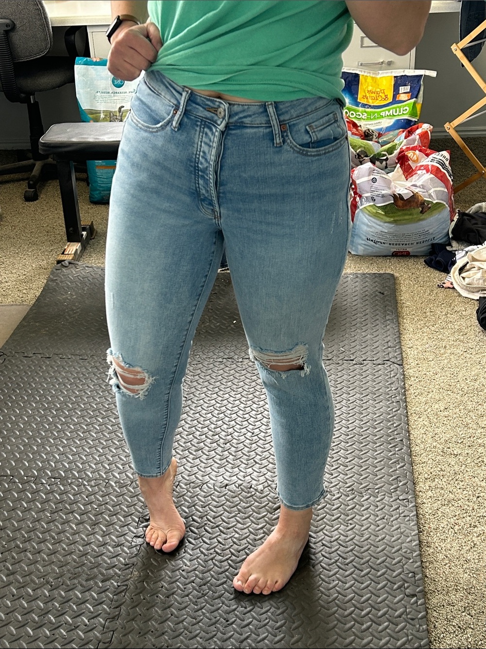 {Old Navy} O.G. straight high rise skinny jeans distressed button fly